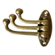 Triple hook brass coat rack