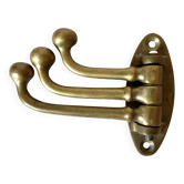 Triple hook brass coat rack