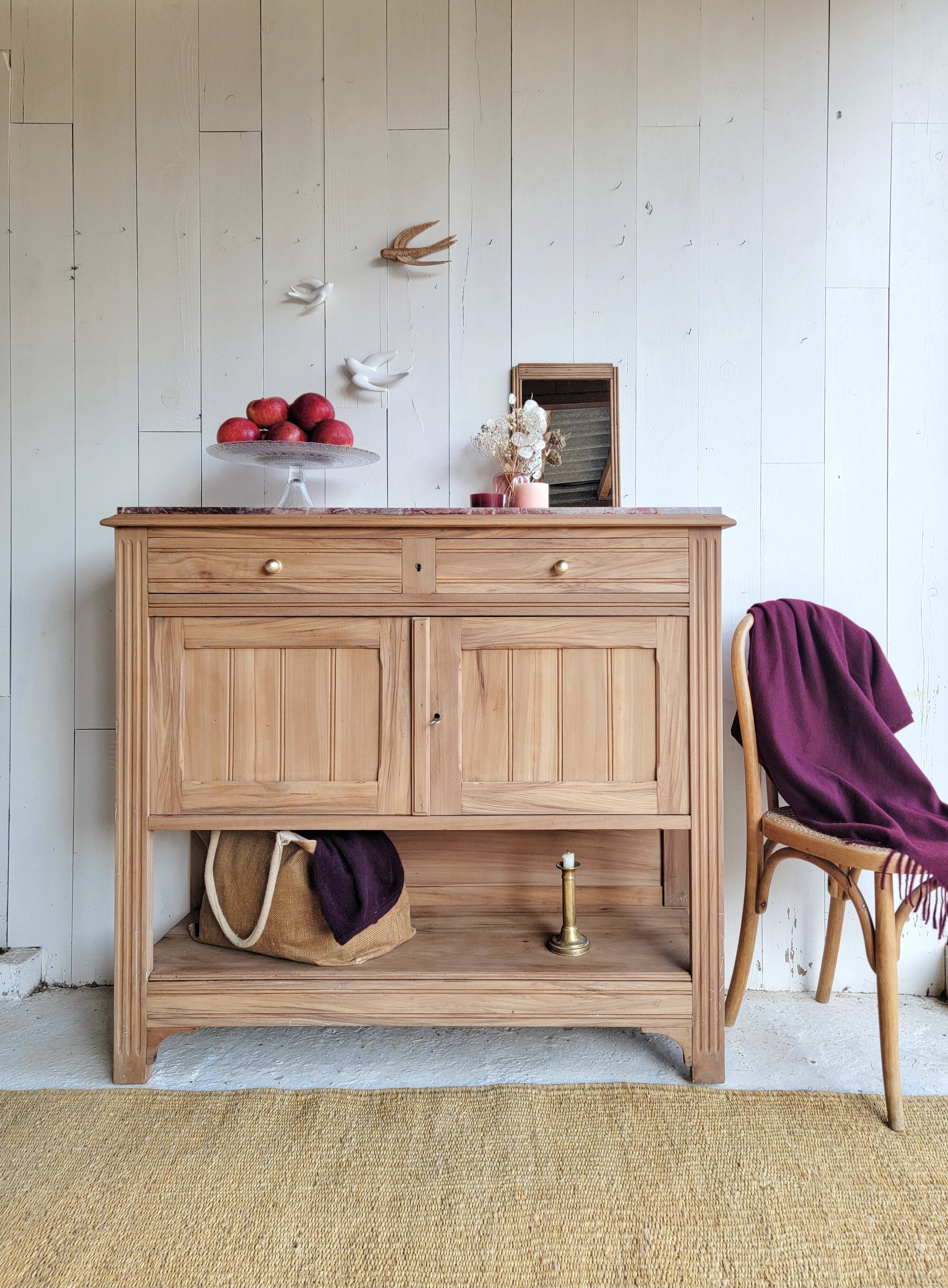 Antique wooden and marble buffet console