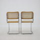 Set of six chrome plated and wood italian dining chairs by Breuer, 1970s