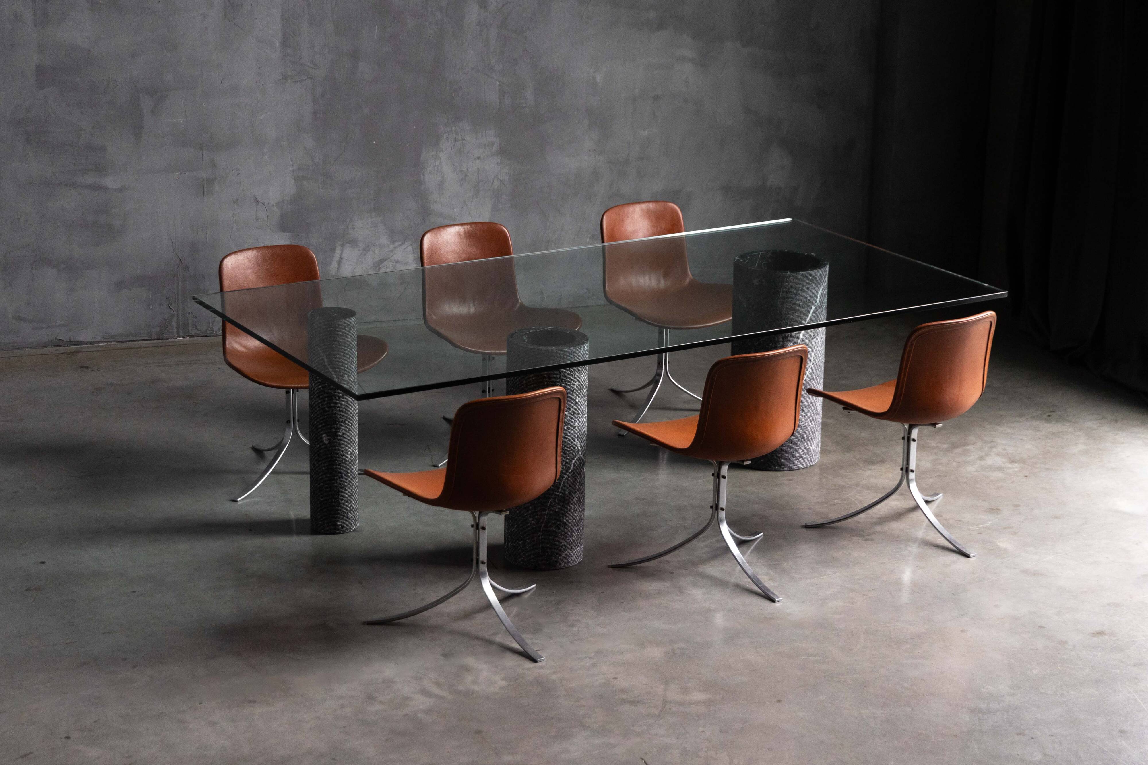 Marble and Glass Dining Table by Massimo Vignelli, Italy, 1980s