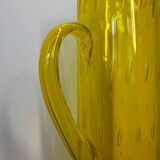 Pichet en verre Murano bullé jaune vintage