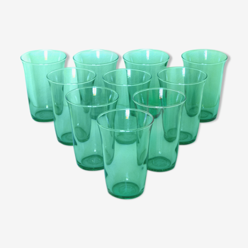 Set of 10 turquoise glasses