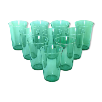 Set of 10 turquoise glasses