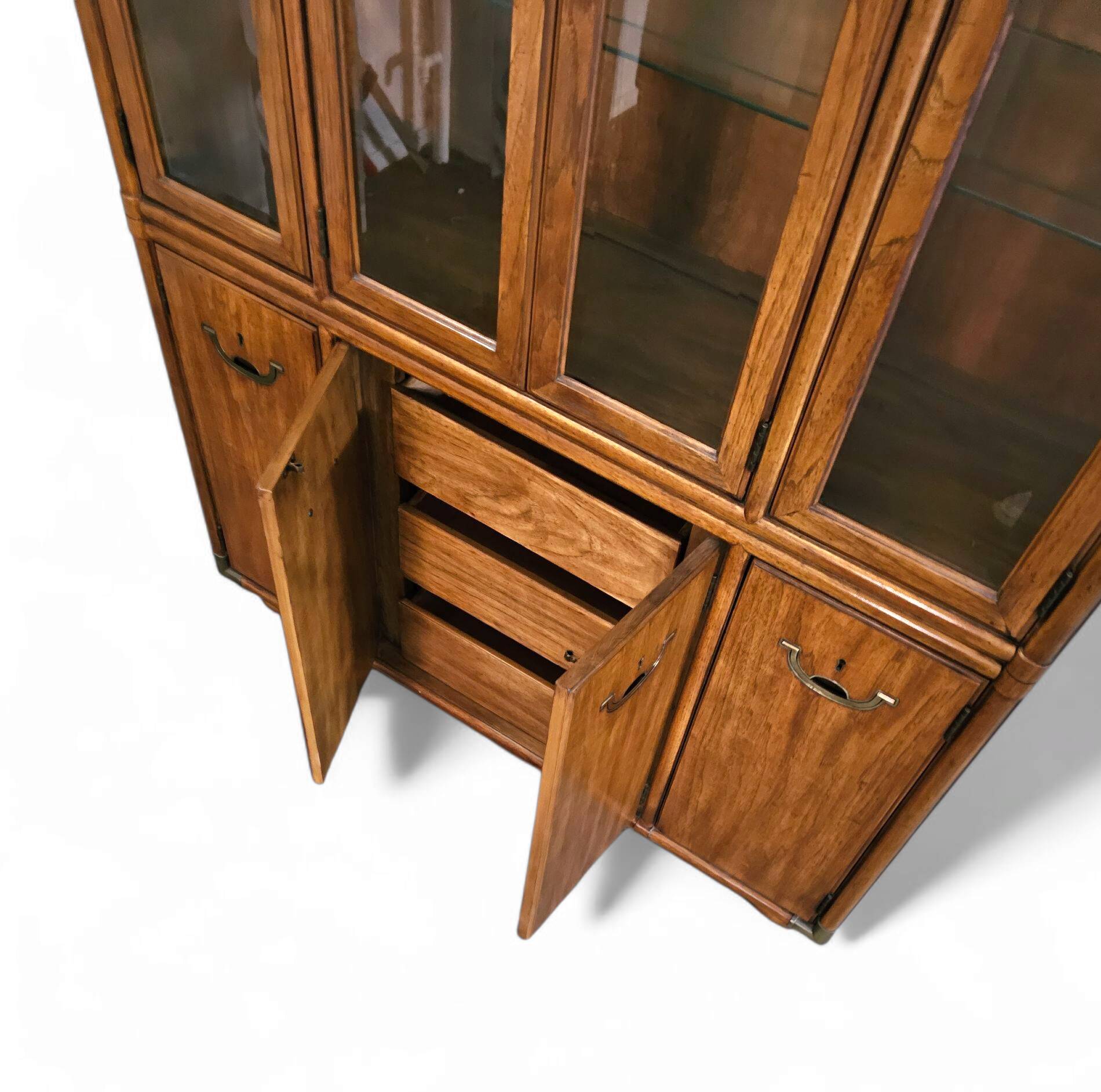 Late 20th Century Vintage Boho Drexel Campaign China Cabinet