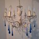 Vintage Italian Chandelier Murano Electric Blue