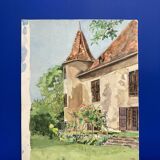 Vintage turret watercolor signed