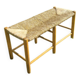 Wood and straw bench