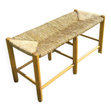 Banc bois et paille