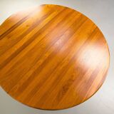 Table à manger ronde en teck danois avec rallonge, années 1970
