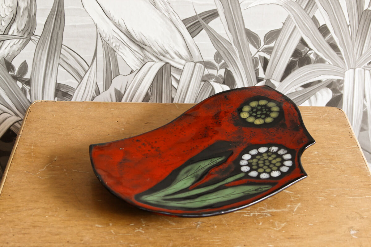 Faience dish from vallauris, free form