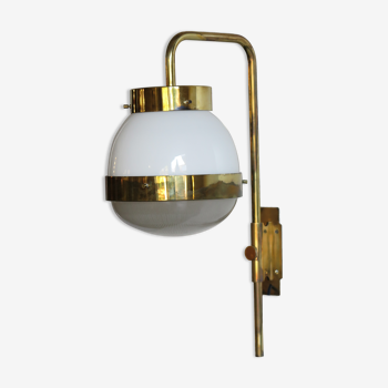 Sergio Mazza for Artemide, Italian "Delta" glass brass wall lamp 1960s