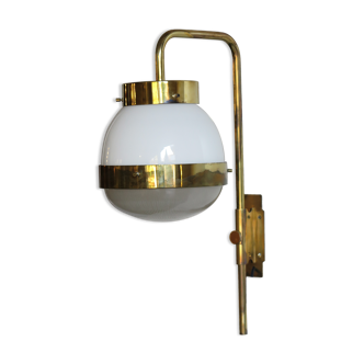 Sergio Mazza for Artemide, Italian "Delta" glass brass wall lamp 1960s