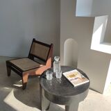 Quadripod coffee table in black monoxyl solid wood