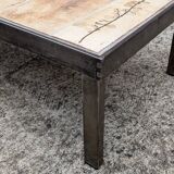 Roger Capron "herbarium" rectangular coffee table with patinated steel structure