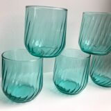 Set of 5 water green water glasses 50s