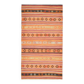 Tapis vintage turc Oushak fait main en laine et coton orange