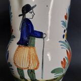 HB Quimper earthenware pitcher, late 19th century character