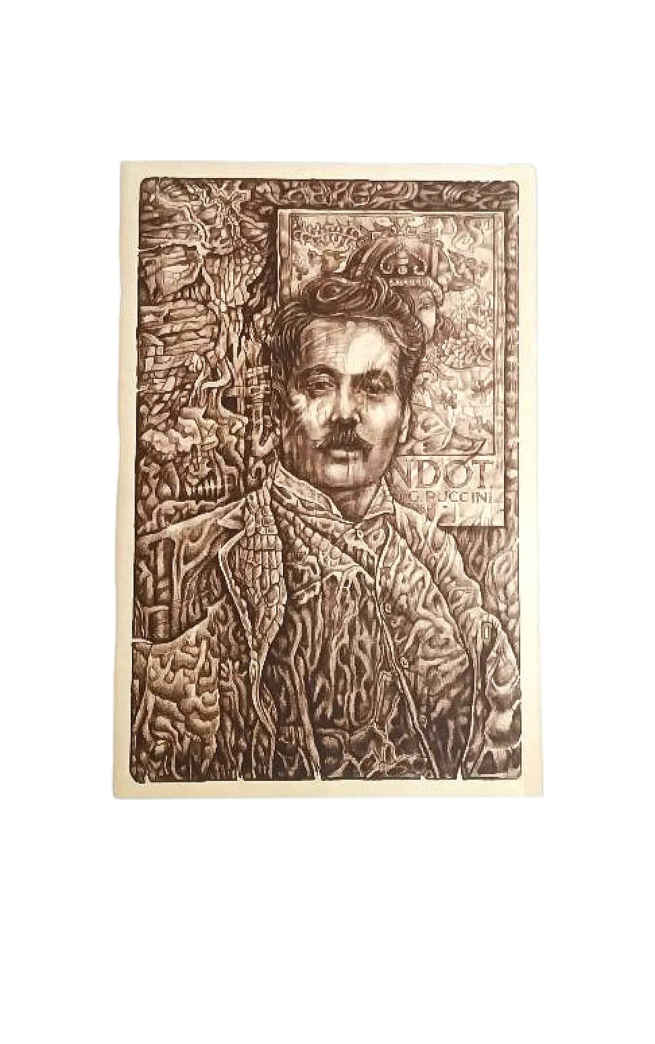 Portrait of Puccini, lithograph, late 20th century