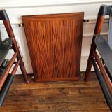 Set of 2 armchairs and their Sirocco Safari Chair tablet in black leather Elmo from 1964.
