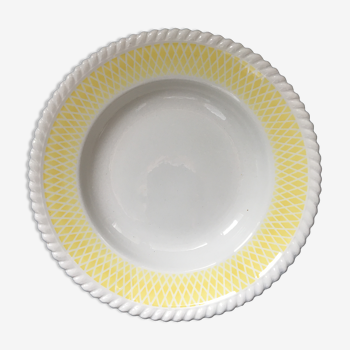 6 assiettes jaune et blanche