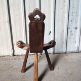 Brutalist tripod chair in solid wood