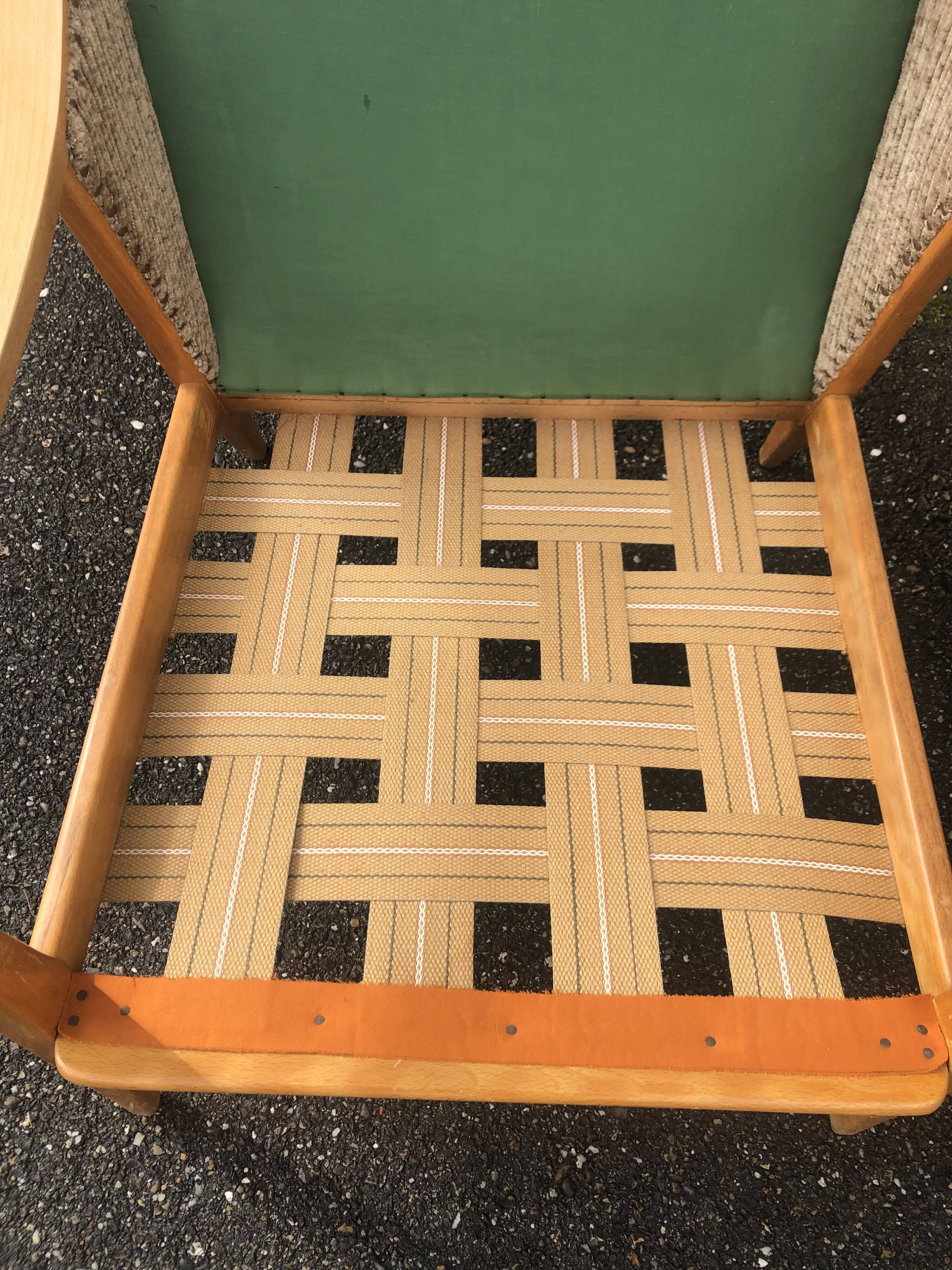 Scandinavian style armchairs blond wood 60s