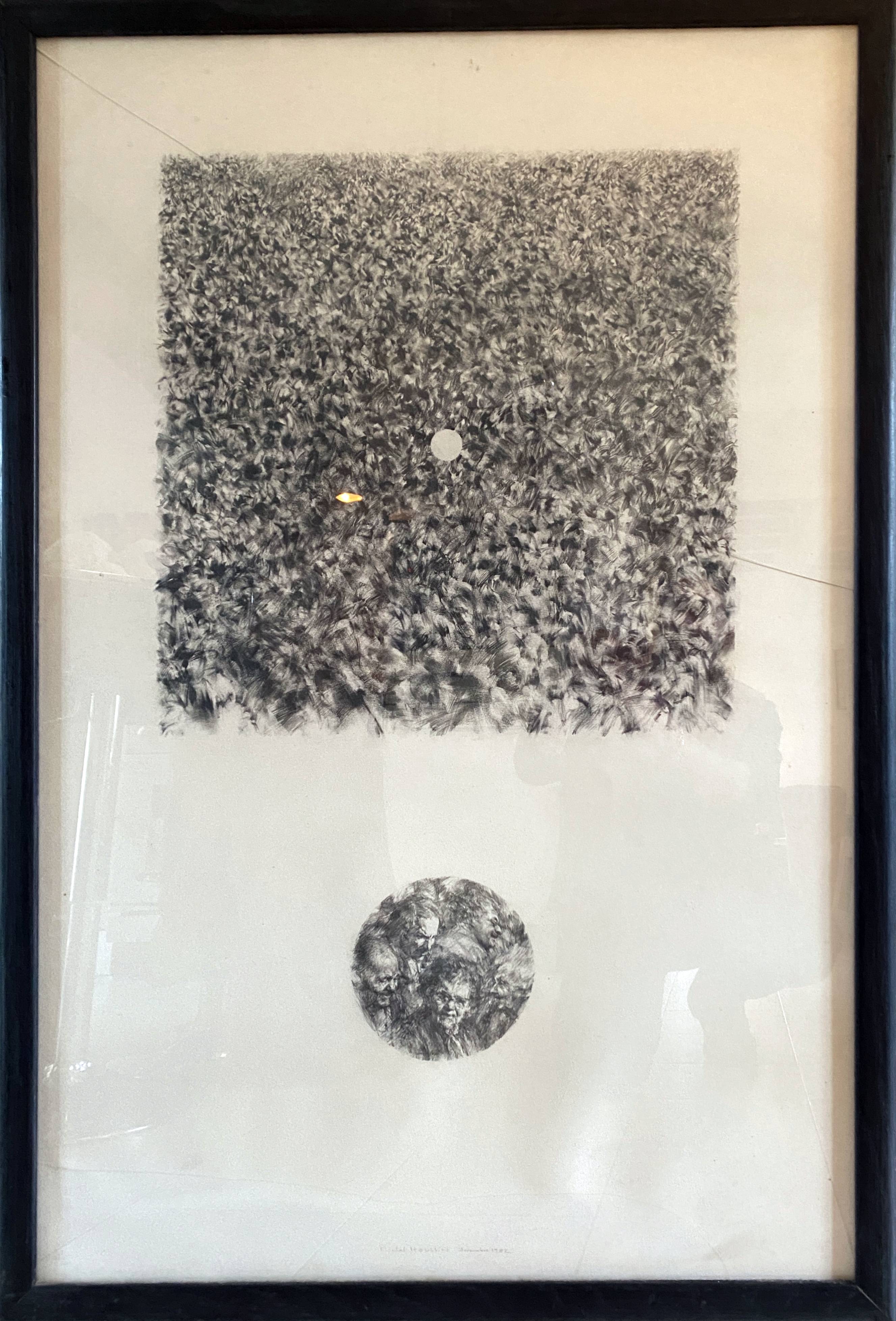 Lithograph 1882 "Foule" signed by Michel Houssin (born in 1941)