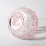 Vintage Small Pink Pressed Glass Vase with Flowers Pattern / Italy / 1960s