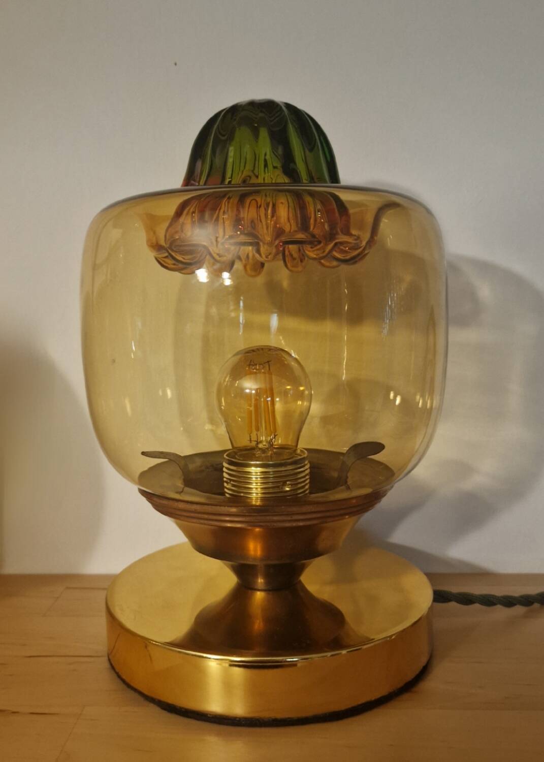 Lampe à poser tactile en verre de Murano