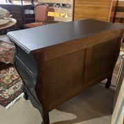 Curved chest of drawers, Louis XV style, Bordeaux type, lacquered in black