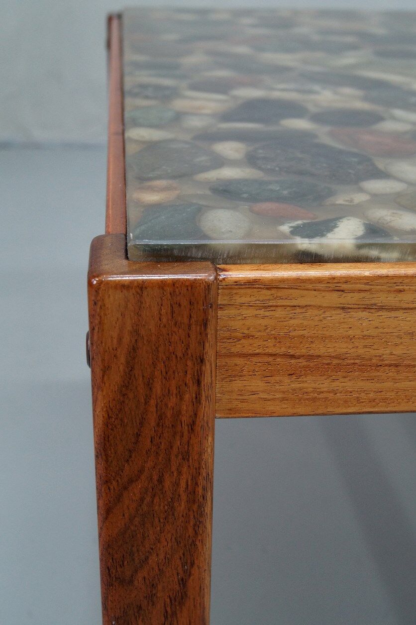Swedish rosewood and pebbles coffee table in the style of Ib Kofod-Larsen , 1960s