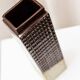 Brown ceramic skyscraper vase, Czech mid-century 1960s design, textured grid