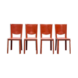 Ensemble de quatre chaises en cuir par Enrico Pellizzoni 70s