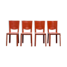 Ensemble de quatre chaises en cuir par Enrico Pellizzoni 70s