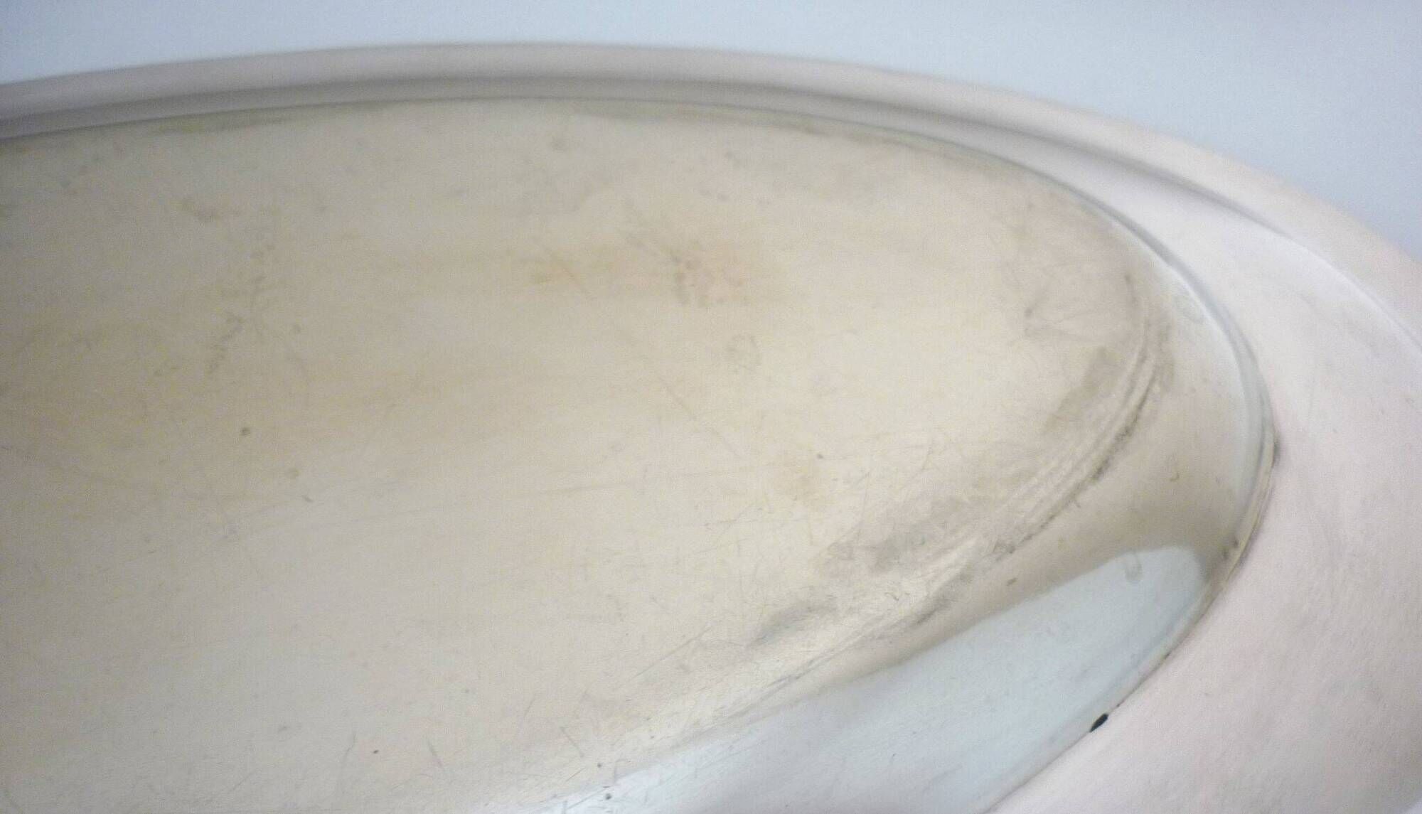 Oval dish, silver-plated metal, Christofle goldsmith, pearl frieze model, 49cm