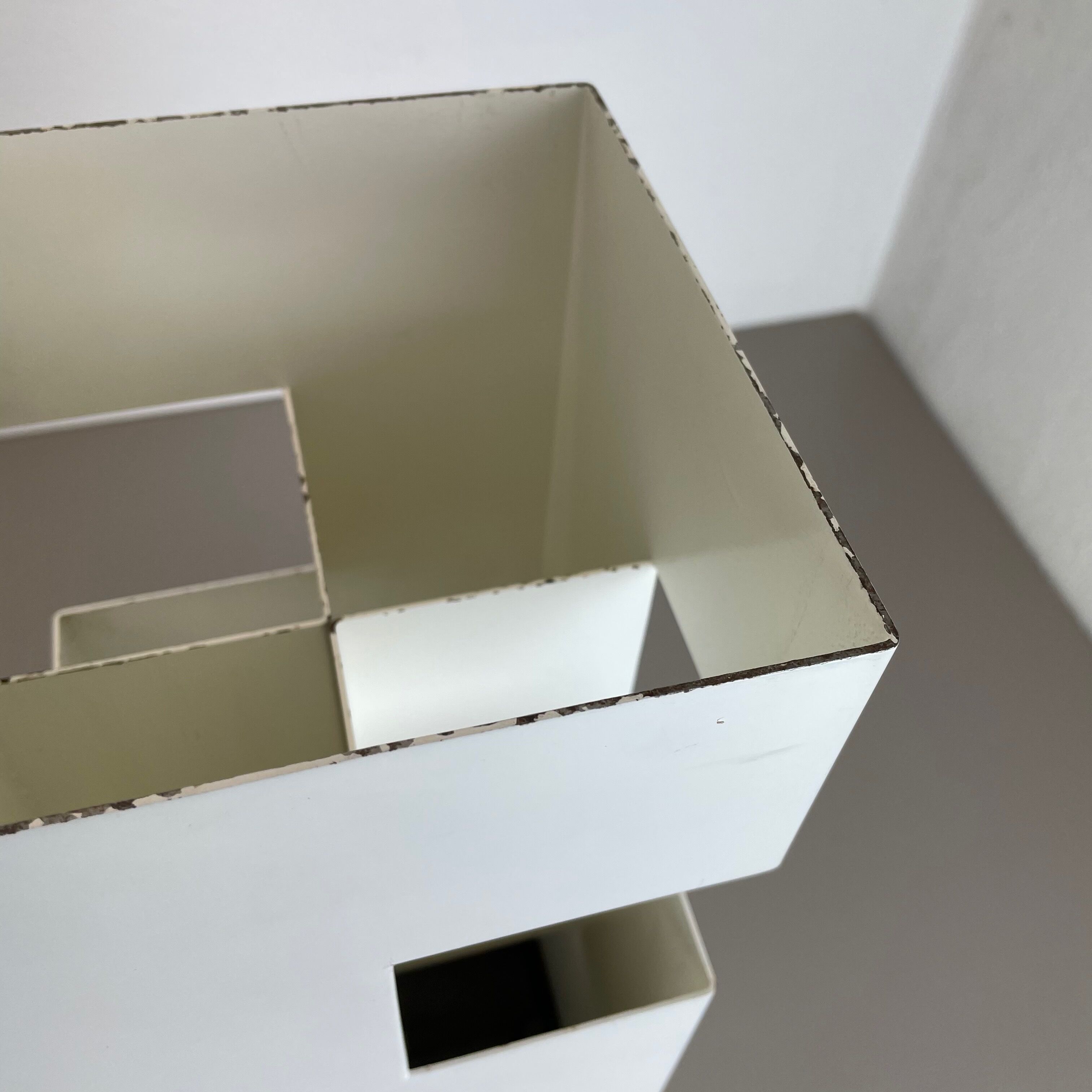 Original Modernist Cubic Pop Art Metal Umbrella Stand, France, 1970s