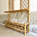 Wall-mounted coat rack with mirror and umbrella stand, 1950s-60s