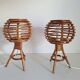 Pair of bamboo bedside lamps