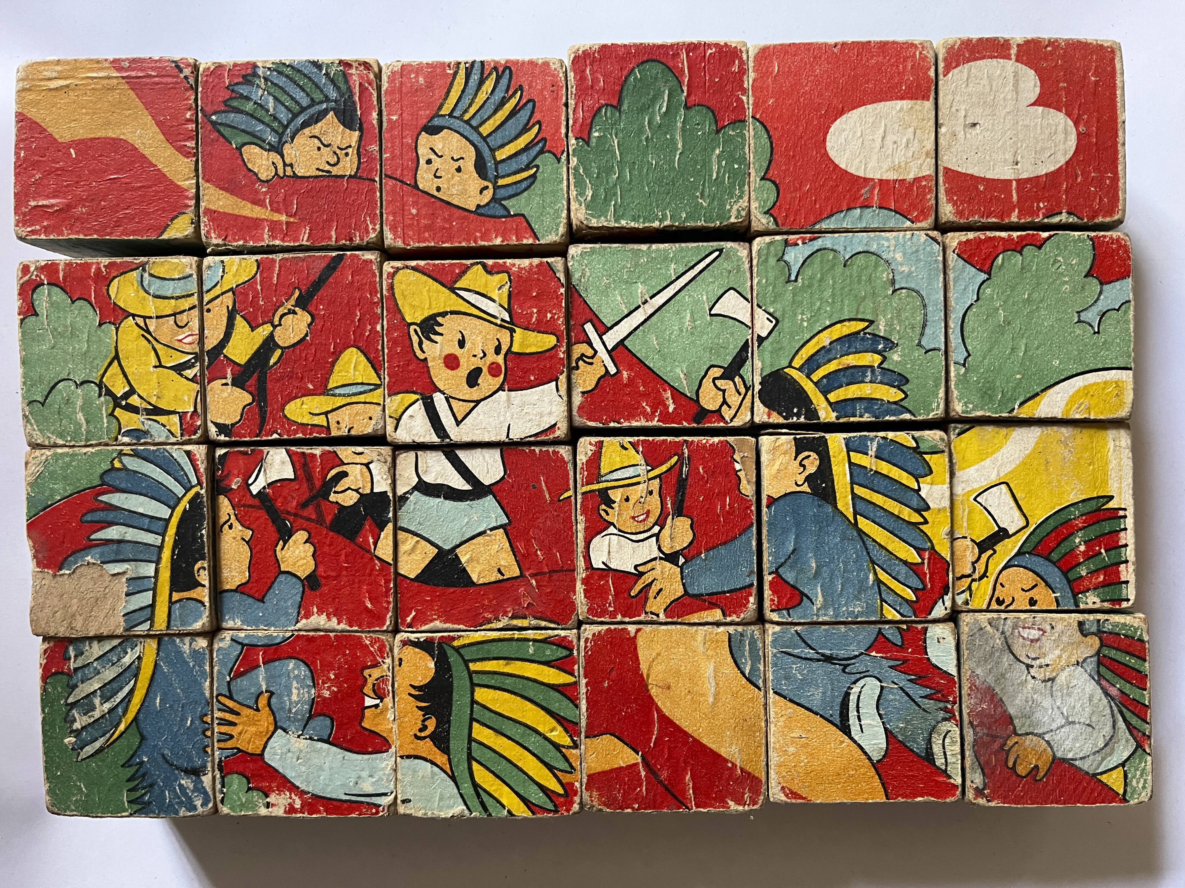 Set of wooden cubes from the 1900s six views