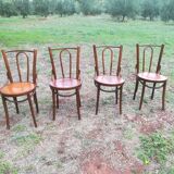 Lot of 4 Chairs Bistro Art Deco seated screen-printed