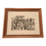 Painting print engraved Léopold Robin etching Vernon impressionist painter