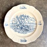 Longchamp round dish in blue iron clay, “Burgundy” service