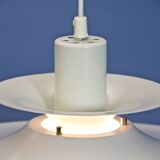 Danish hanging lamp in white with brass accent, 1980s