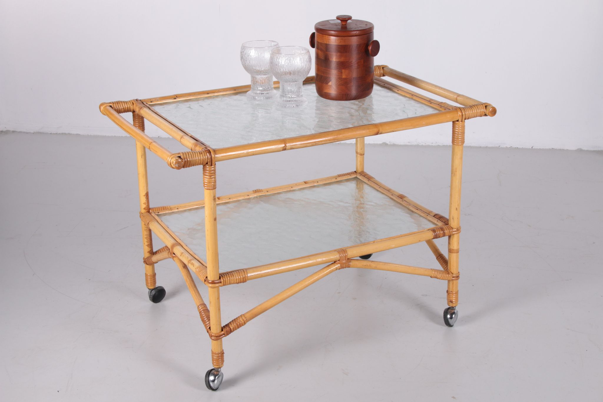 Vintage Bamboo Trolley and serving trolley 1960s