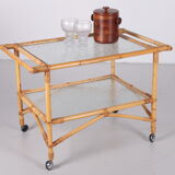 Vintage Bamboo Trolley and serving trolley 1960s