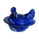Box slurry hen on her nest, cobalt blue opaline salt shaker, vallérysthal