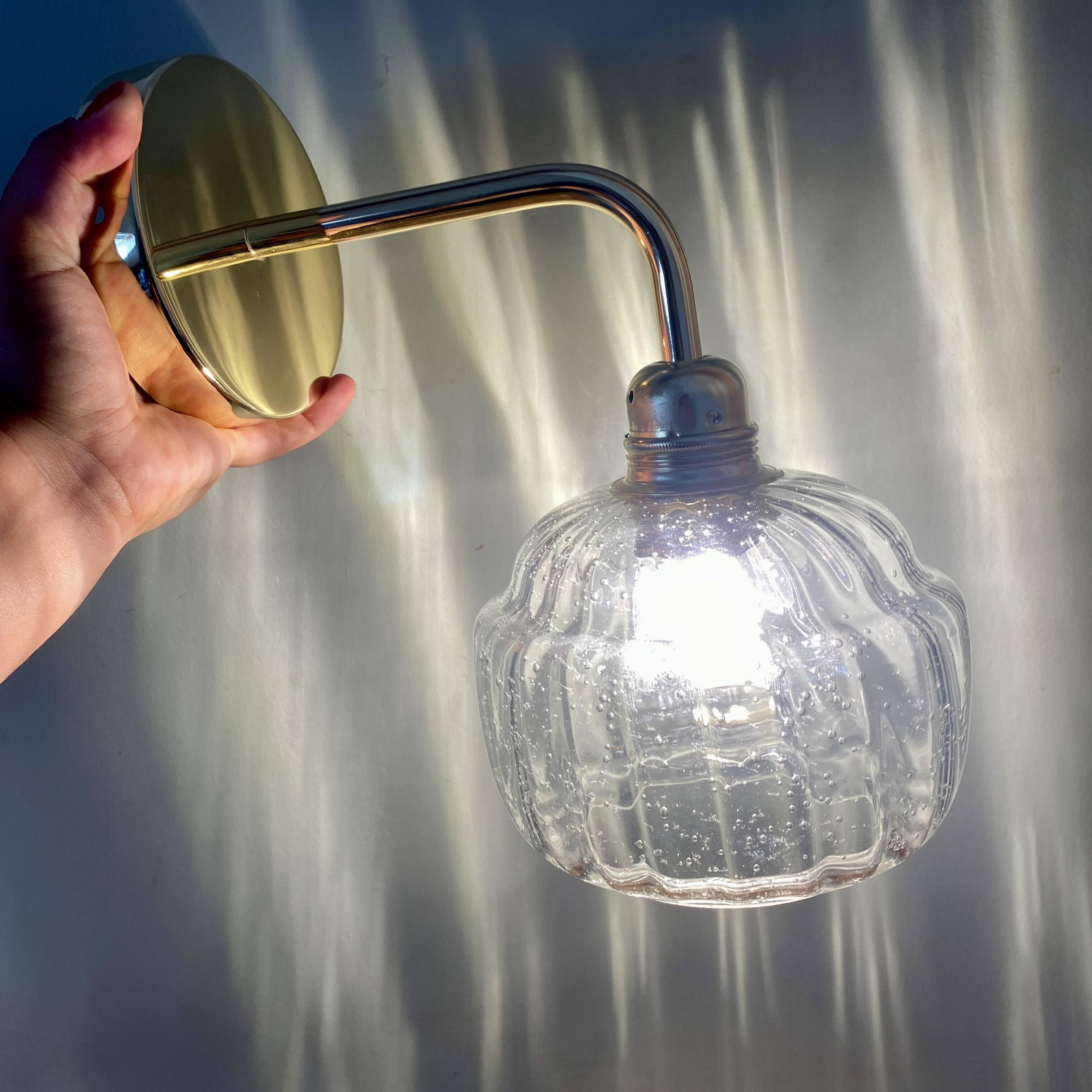 Vintage bubbled glass globe wall light
