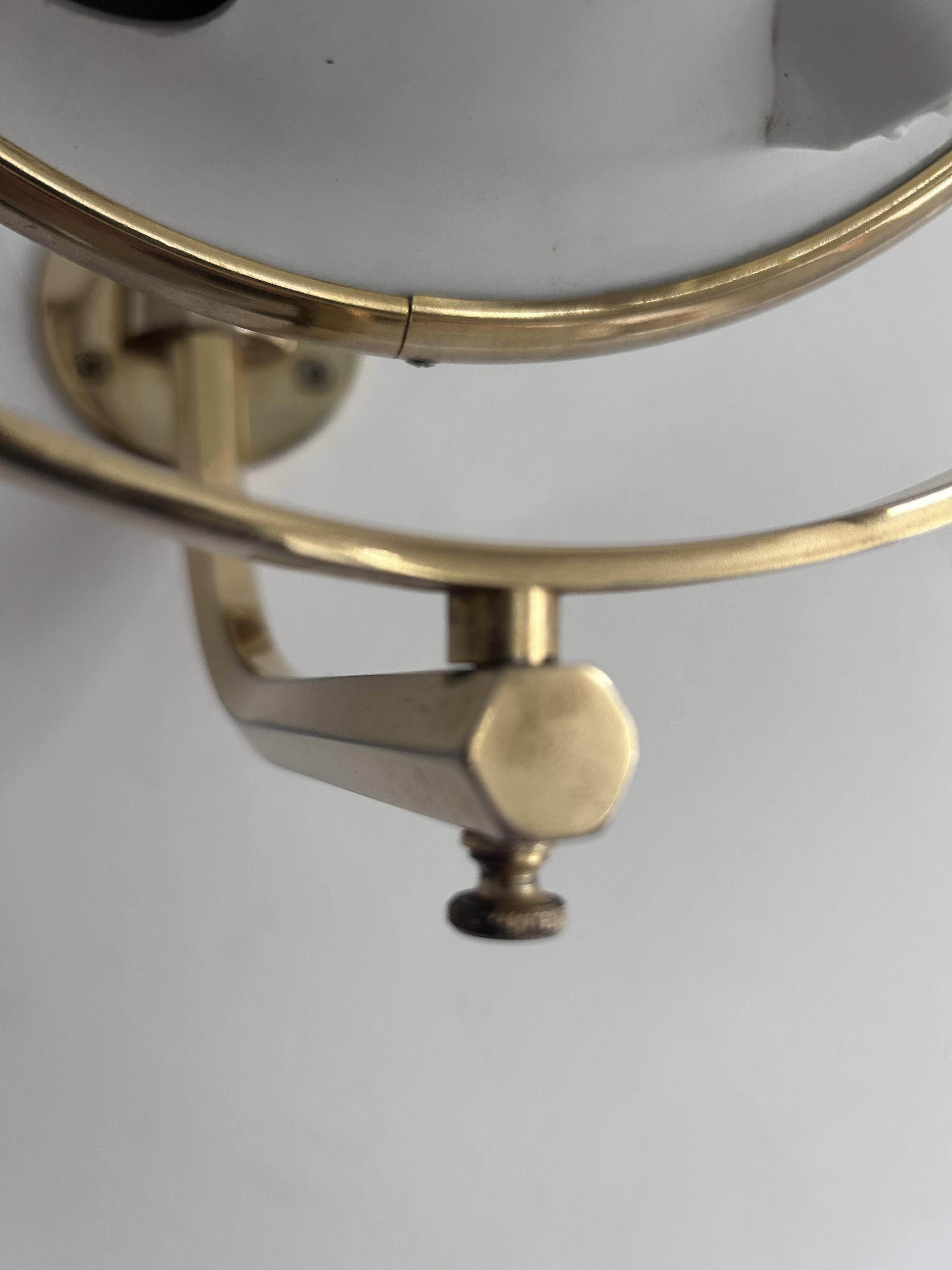 Vintage illuminated adjustable brass mirror, Arpin Paris, France 1970