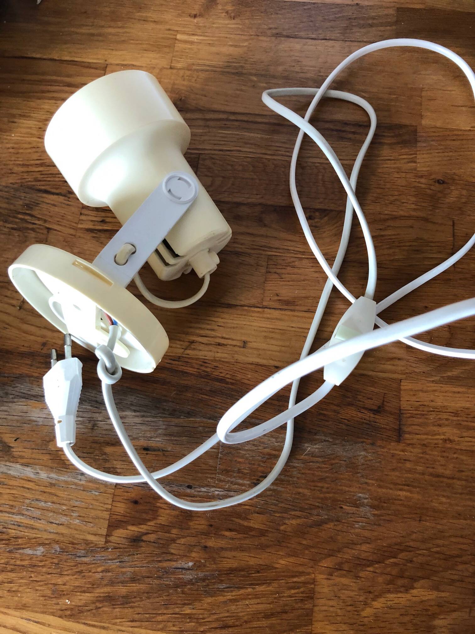 Vintage spotlight, off-white, ABS plastic, 70s